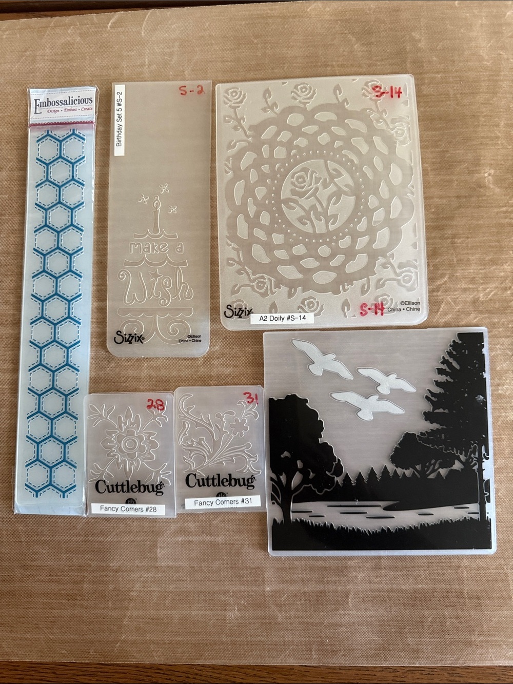 Six Embossing Folders/Various Brands
